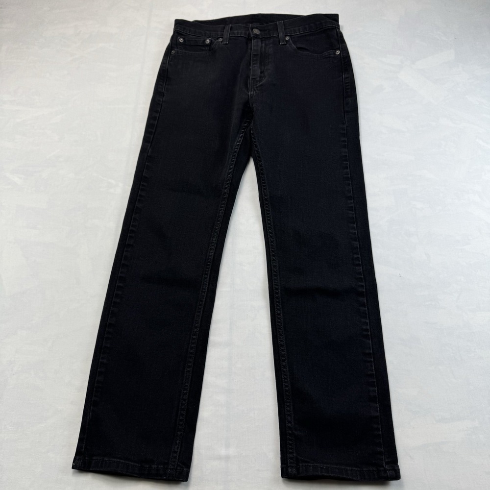 Levi's 505 Mens 30x30 Black Straight Leg Jeans Dark Wash Denim Pants